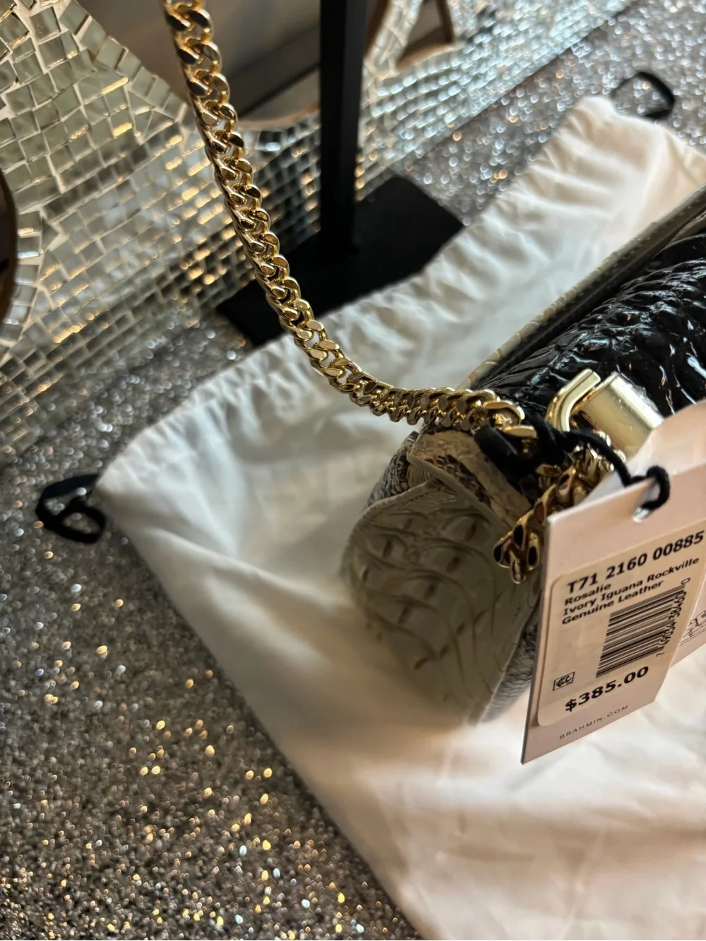 💕Brahmin Rosalie Ivory Iguana Rockville Crossbody Bag